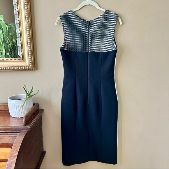 Milly Mesh Helix Colorblock Sheath Dress Black and White Two Tone Sheath Size 2 - Picture 7 of 10